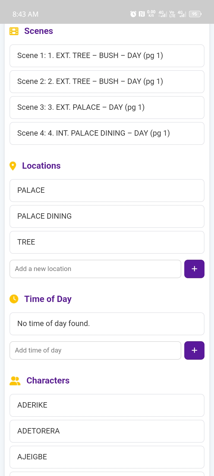 App screenshot of the team member directory with contact details.